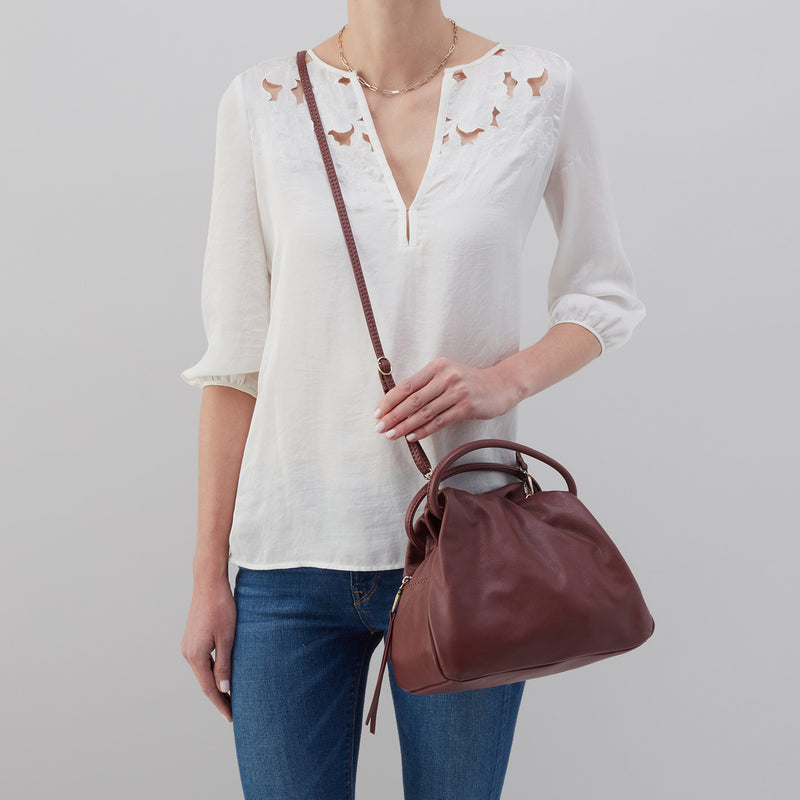 Darling Small Satchel in Soft Leather - Berry
