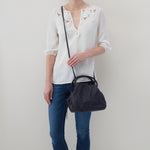 Darling Small Satchel in Soft Leather - Navy
