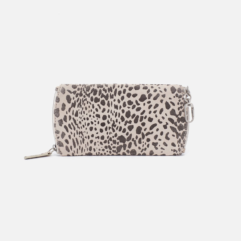 Spark Double Eyeglass Case in Printed Leather - Cheetah Print