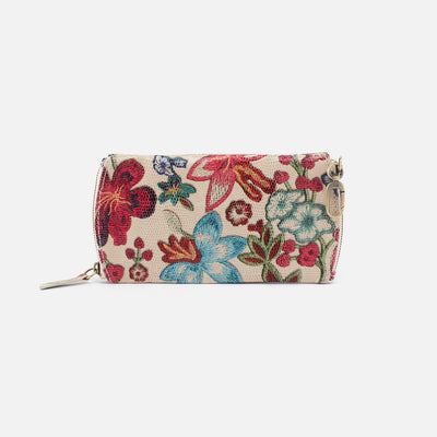 Spark Double Eyeglass Case in Printed Leather - Floral Stitch Print