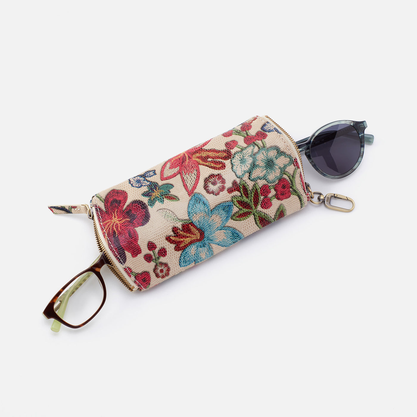 Spark Double Eyeglass Case In Printed Leather