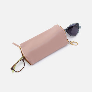 Spark Double Eyeglass Case in Pebbled Leather - Lotus