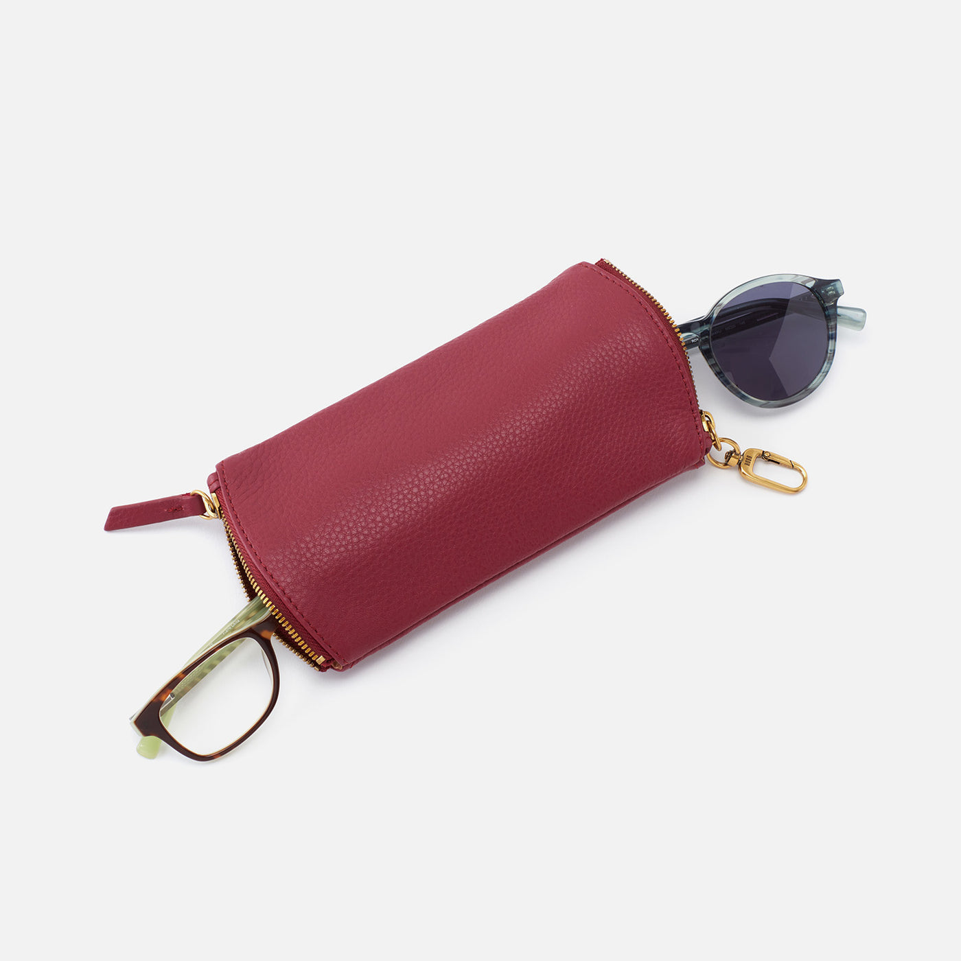 Spark Double Eyeglass Case In Pebbled Leather