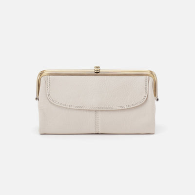 Lauren Clutch-Wallet in Pebbled Leather - Powder White