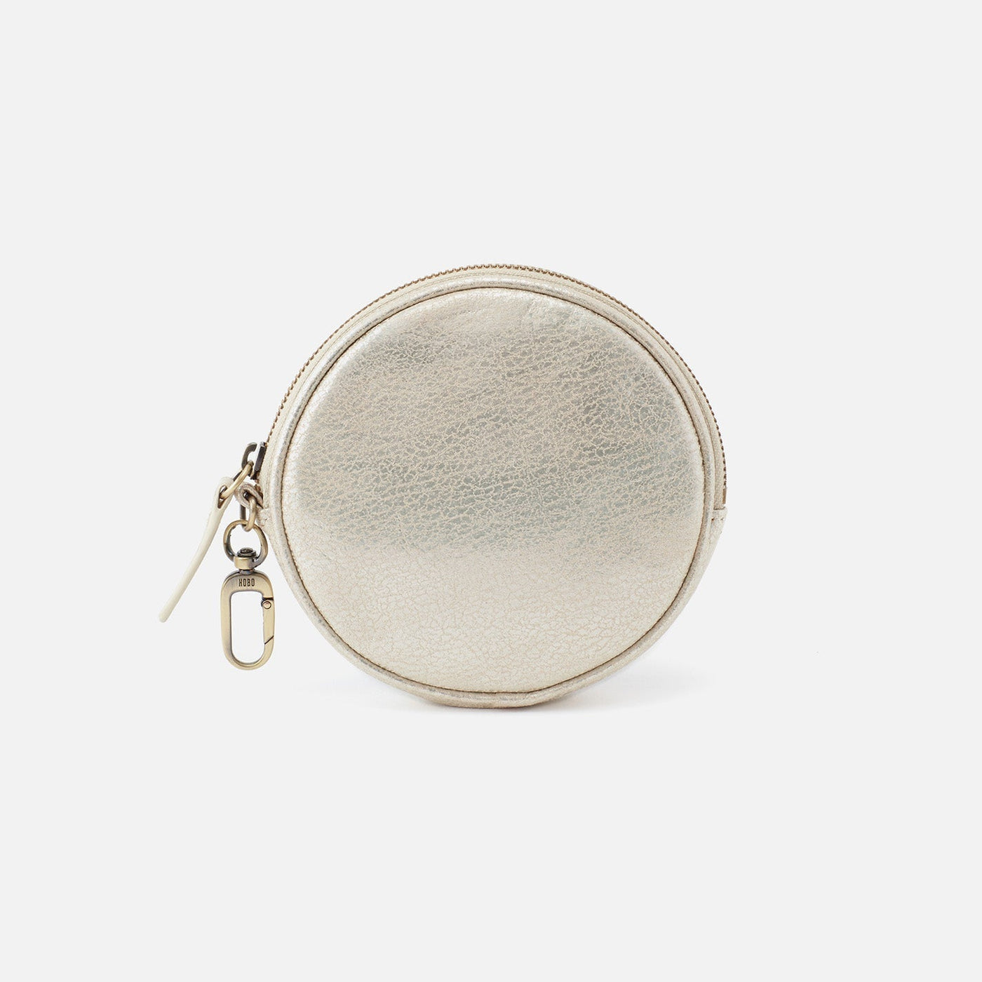 Revolve Clip Pouch in Metallic Leather - Pearled Silver