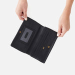 Lumen Continental Wallet in Pebbled Leather - Black