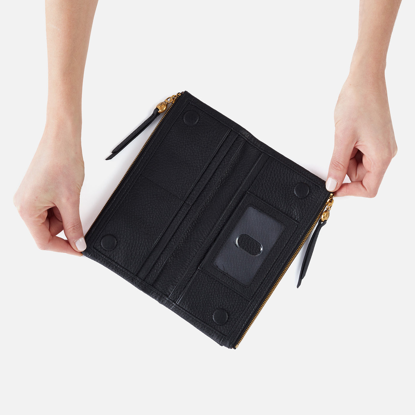 Keen Large Zip Top Continental Wallet In Pebbled Leather