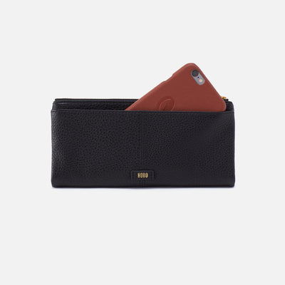 Keen Large Zip Top Continental Wallet In Pebbled Leather