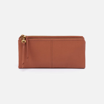 Keen Large Zip Top Continental Wallet in Pebbled Leather - Cashew