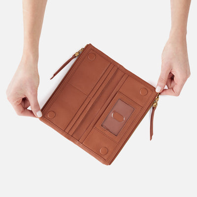 Keen Large Zip Top Continental Wallet In Pebbled Leather