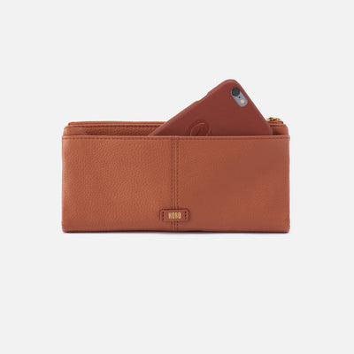 Keen Large Zip Top Continental Wallet In Pebbled Leather