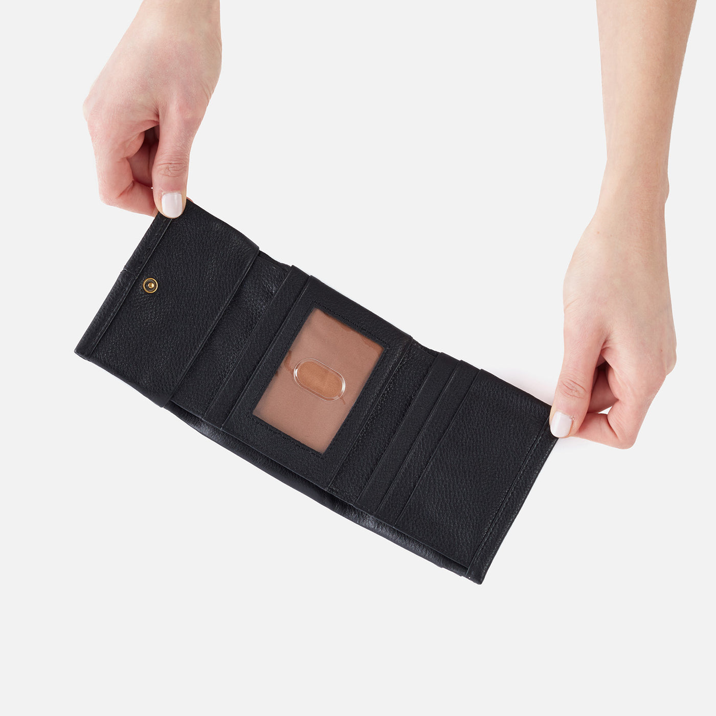 Keen Mini Trifold Compact Wallet In Pebbled Leather