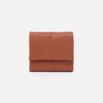 Keen Mini Trifold Compact Wallet in Pebbled Leather - Cashew