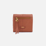 Keen Mini Trifold Compact Wallet in Pebbled Leather - Cashew