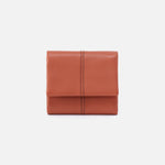 Keen Mini Trifold Compact Wallet in Pebbled Leather - Apricot