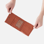 Keen Mini Trifold Compact Wallet in Pebbled Leather - Apricot