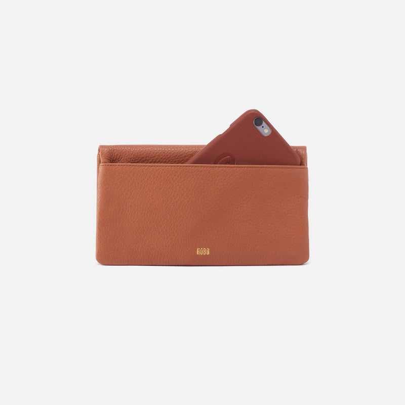 Lumen Continental Wallet in Pebbled Leather - Cashew