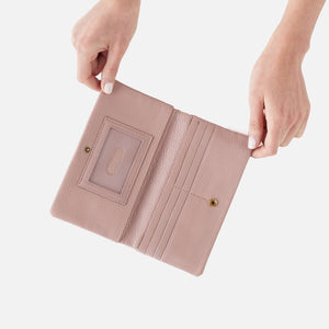 Lumen Continental Wallet in Pebbled Leather - Lotus