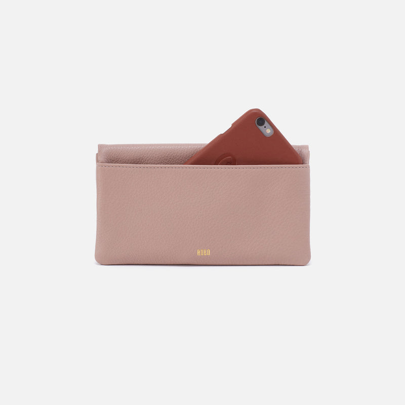 Lumen Continental Wallet in Pebbled Leather - Lotus
