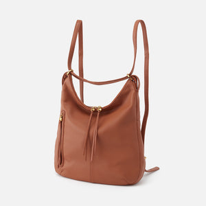 Merrin Convertible Backpack in Pebbled Leather - Cashew