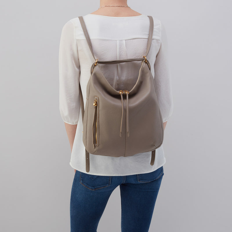 Merrin Convertible Backpack in Pebbled Leather - Graphite