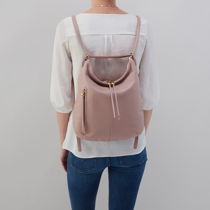 Merrin Convertible Backpack in Pebbled Leather - Lotus