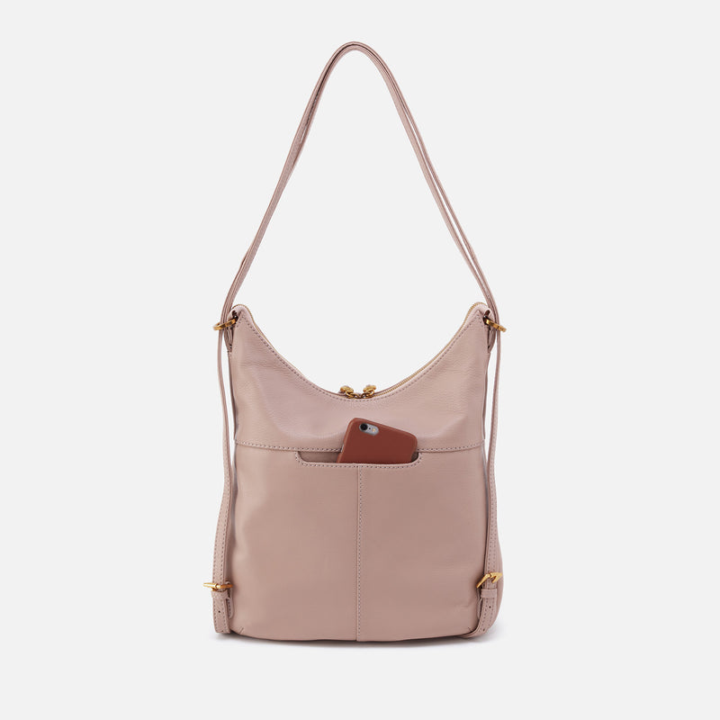 Merrin Convertible Backpack in Pebbled Leather - Lotus
