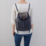 Merrin Convertible Backpack in Pebbled Leather - Sapphire