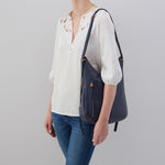 Merrin Convertible Backpack in Pebbled Leather - Sapphire