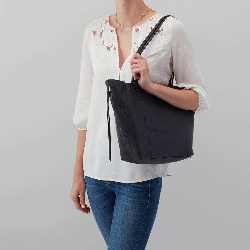 Kingston Small Tote in Pebbled Leather - Black