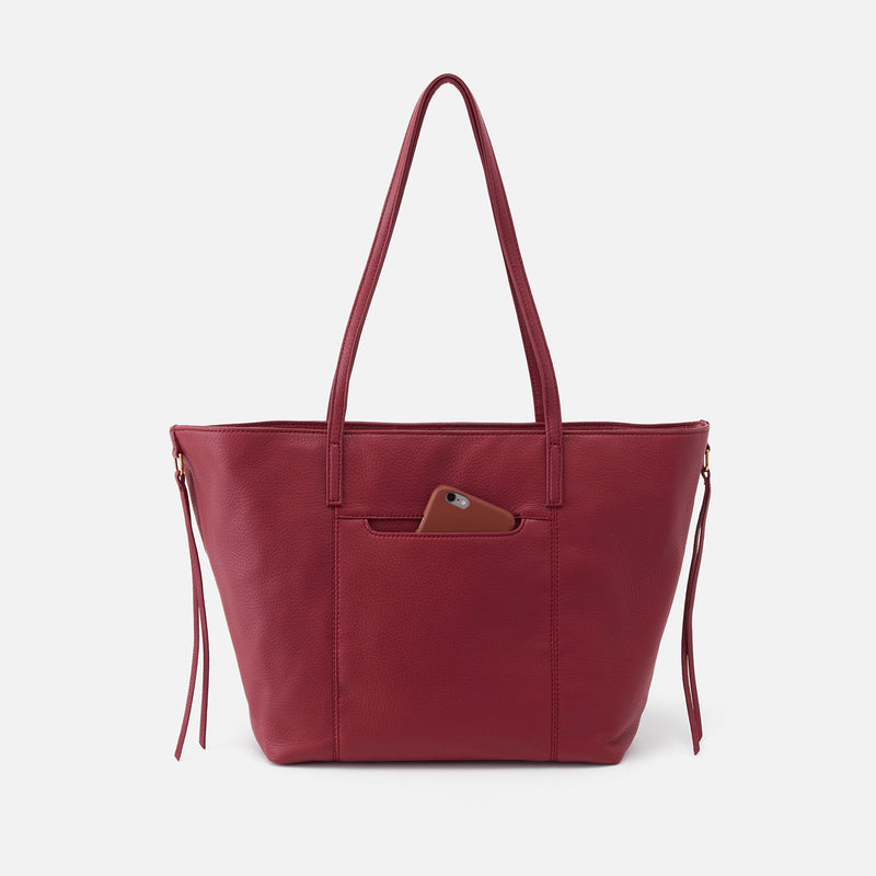 Kingston Small Tote in Pebbled Leather - Sangria