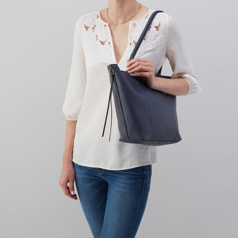 Kingston Small Tote in Pebbled Leather - Sapphire
