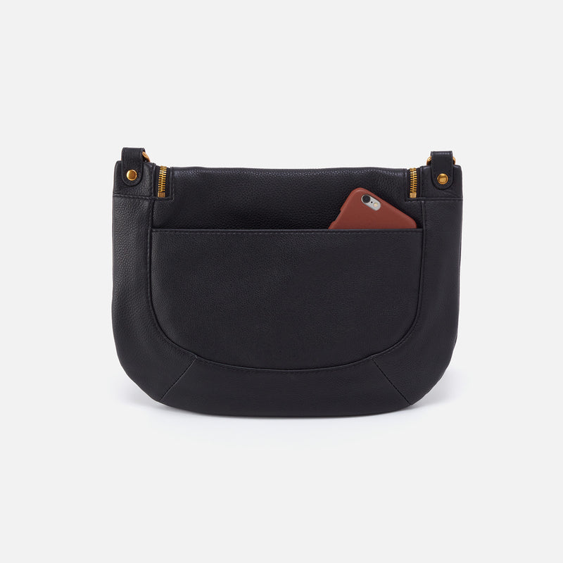 Fern Medium Shoulder Bag in Pebbled Leather - Black