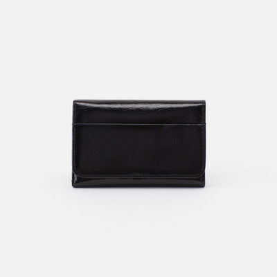 Jill Trifold Wallet in Polished Leather - Black