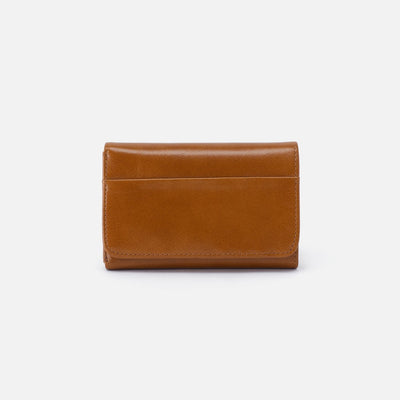 Jill Trifold Wallet in Polished Leather - Truffle