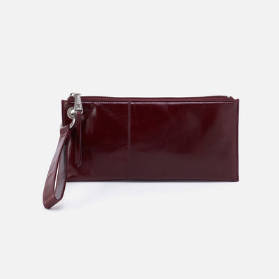 Vida Wristlet in Polished Leather - Merlot