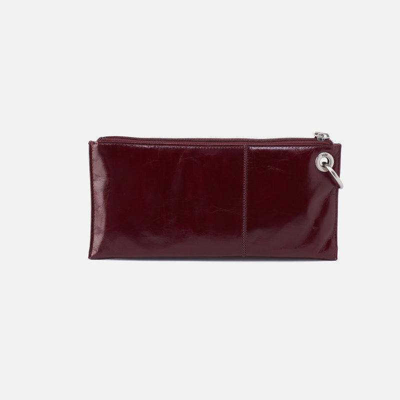 Vida Wristlet in Polished Leather - Merlot