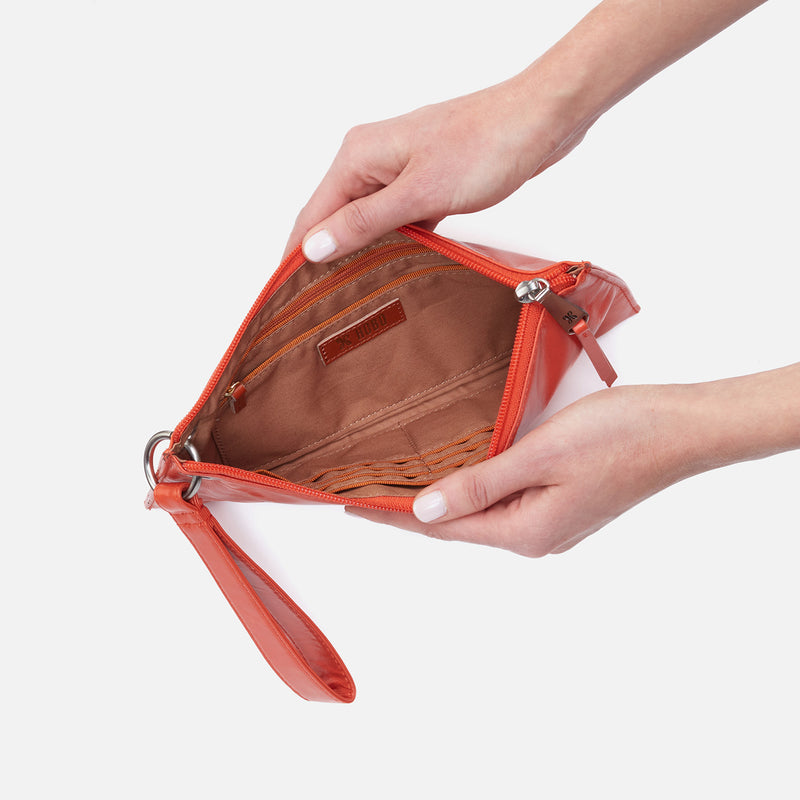 Vida Wristlet in Polished Leather - Zinnia