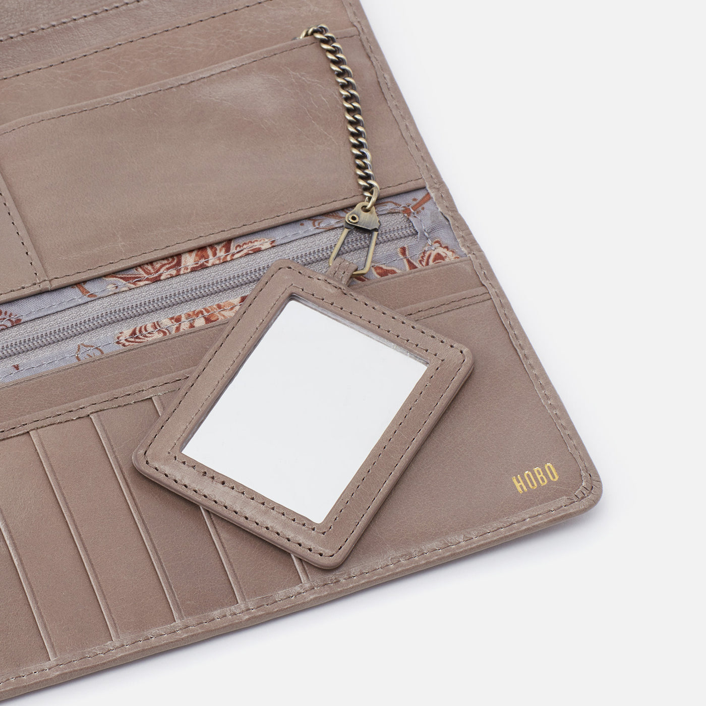 Rachel Continental Wallet in Polished Leather - Ash