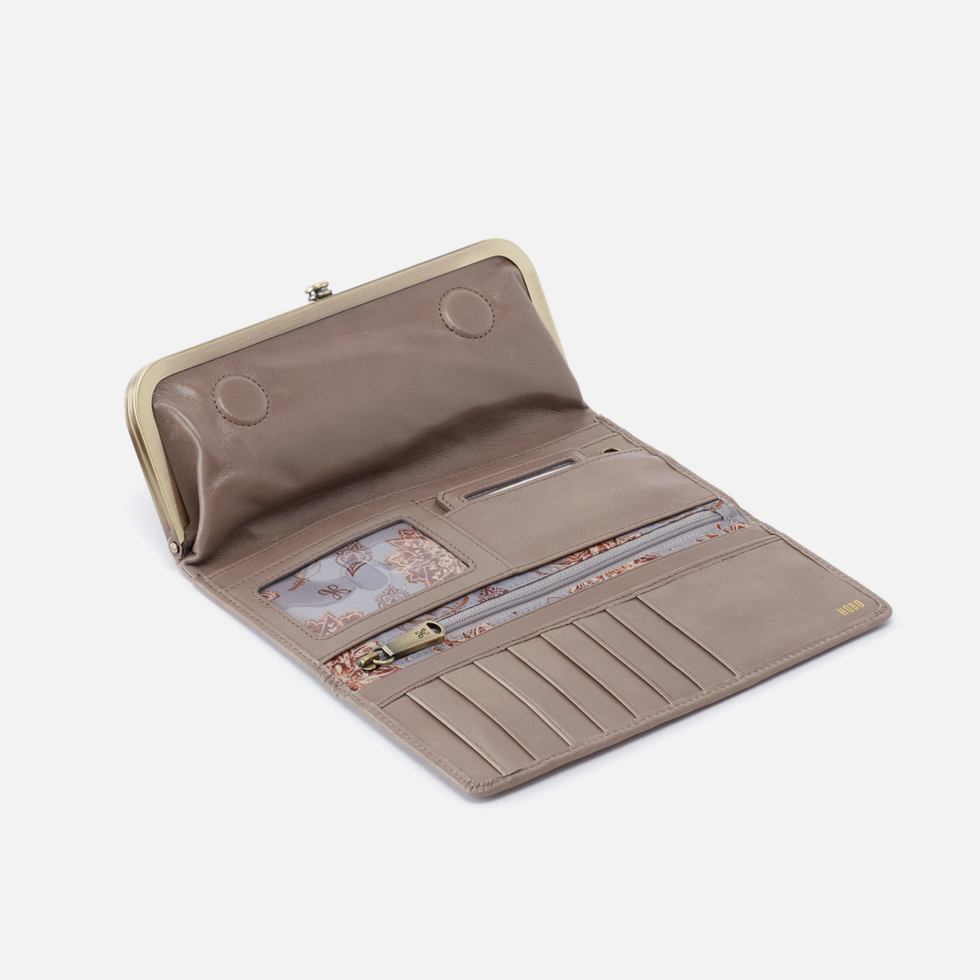 Rachel Continental Wallet in Polished Leather - Ash