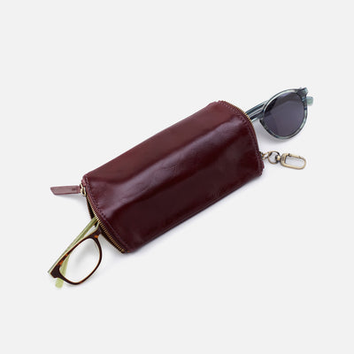 Spark Double Eyeglass Case In Polished Leather