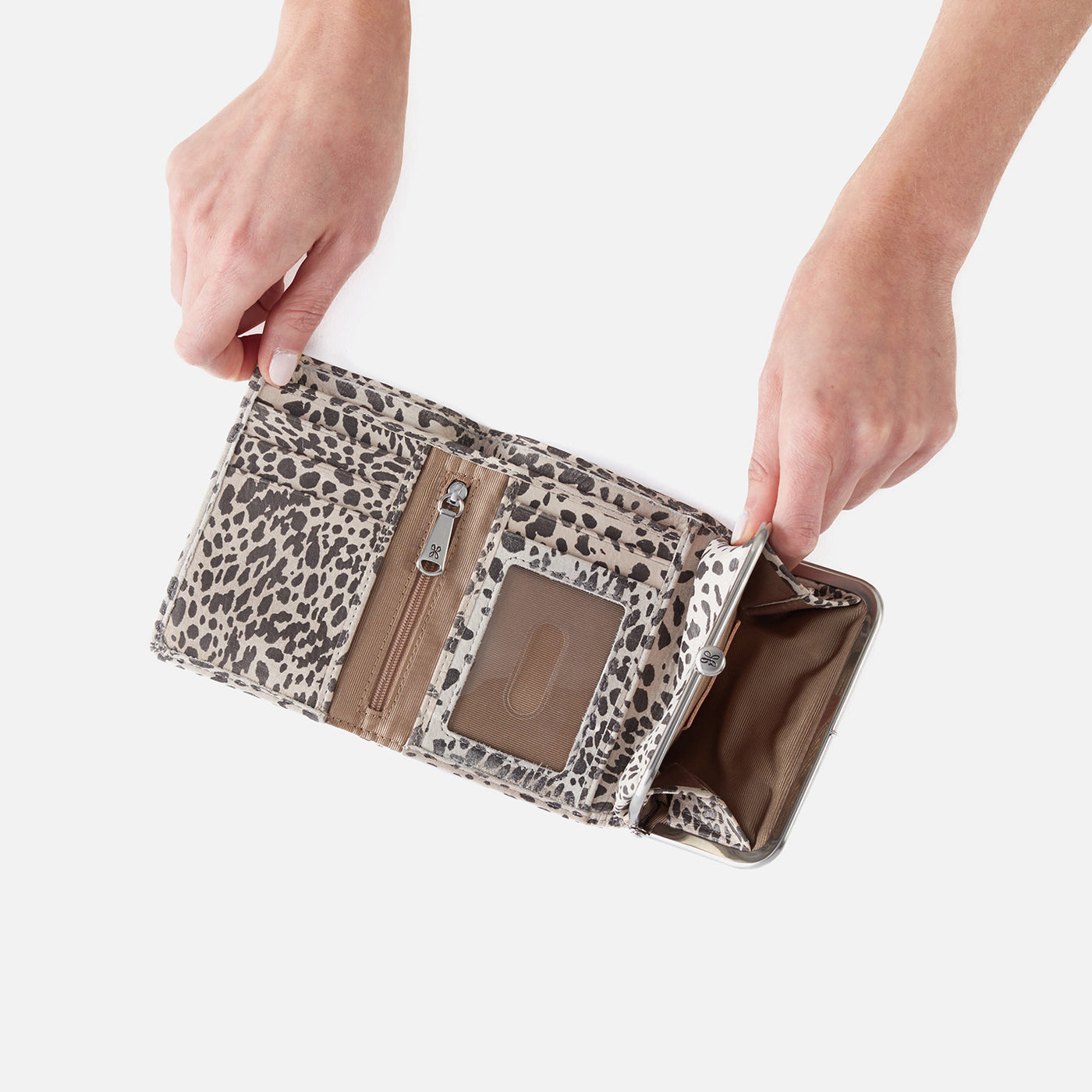 Robin Compact Wallet In Printed Leather