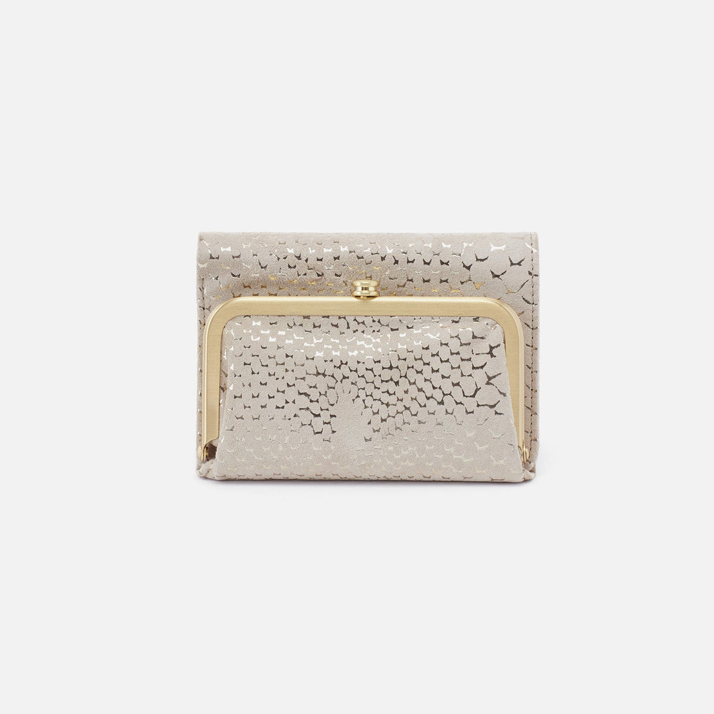 Robin Compact Wallet in Printed Leather - Gold Filigree Exotic