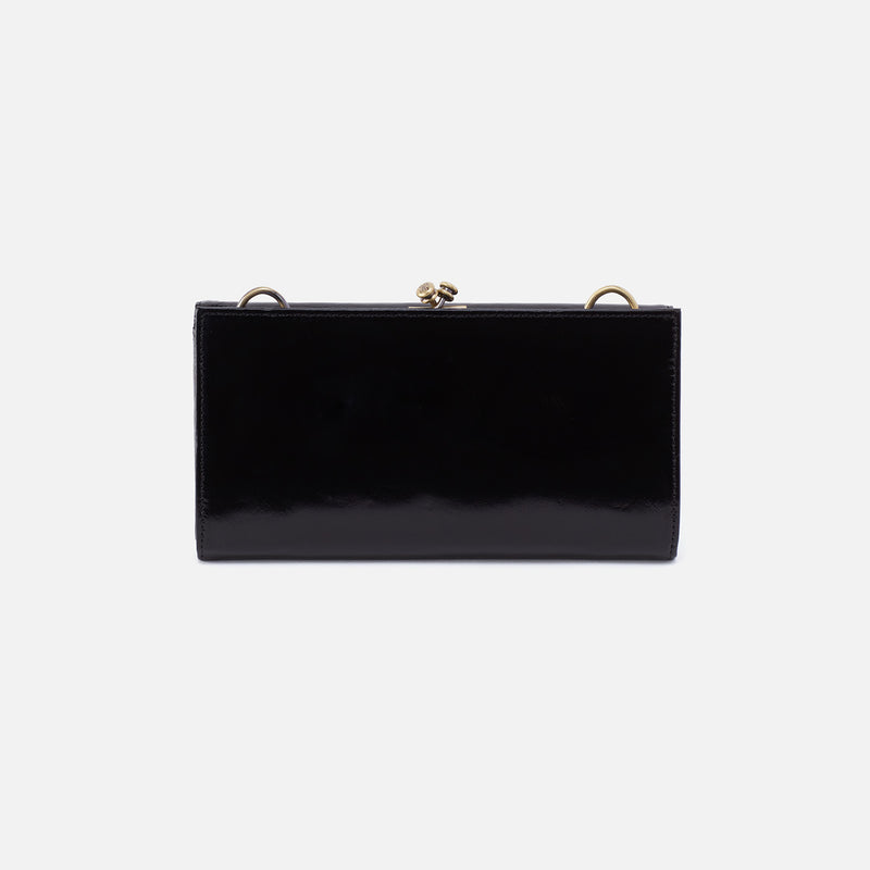 Mila Wallet Crossbody in Polished Leather - Black