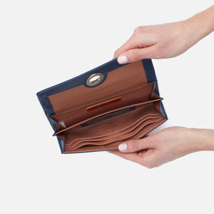 Mila Wallet Crossbody in Polished Leather - Denim