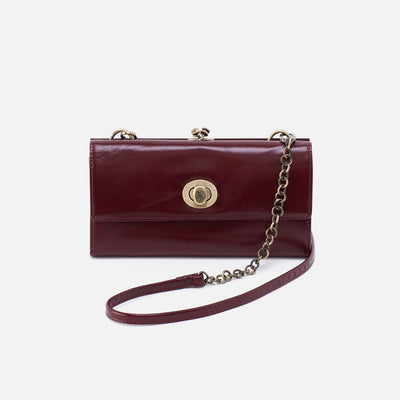 Mila Wallet Crossbody in Polished Leather - Merlot