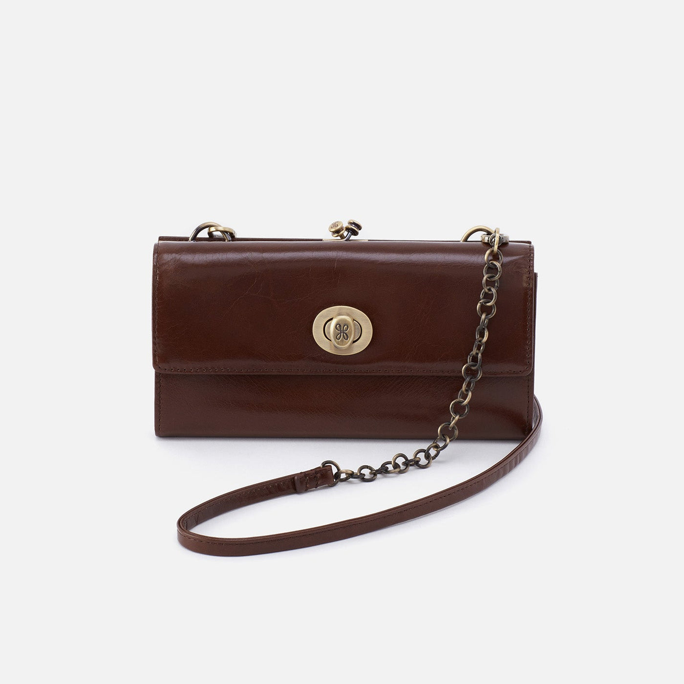 Mila Wallet Crossbody in Polished Leather - Mocha