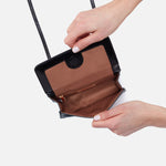 Jill Wallet Crossbody in Polished Leather - Black