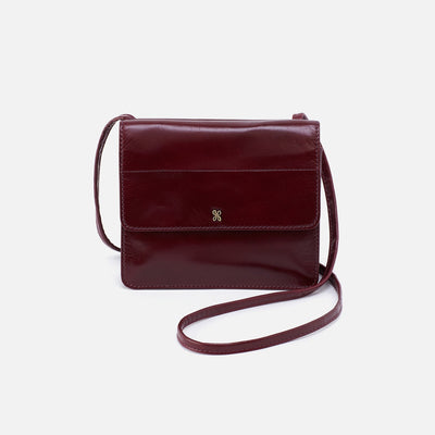 Jill Wallet Crossbody in Polished Leather - Merlot