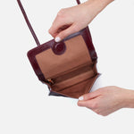 Jill Wallet Crossbody in Polished Leather - Merlot